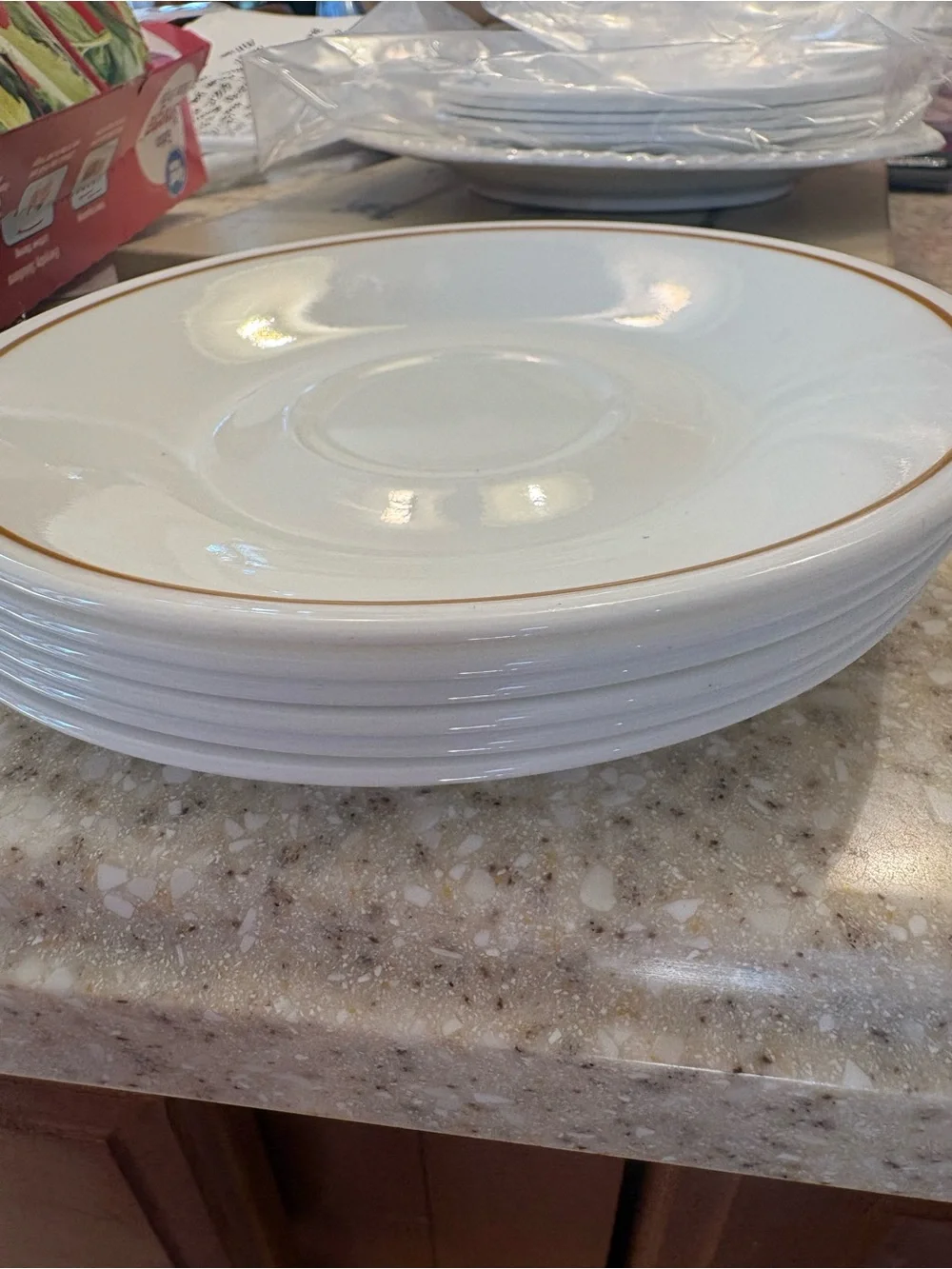 6 Corelle vintage Saucer plates with Gold Rim - Elegant Home Dining